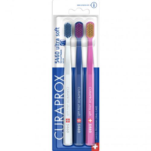 Curaprox Promo 5460 Ultra Soft Toothbrush Λευκό - Μπλε - Ροζ  Οδοντόβουρτσα με Πολύ Μαλακές, Πυκνές Ίνες 3 Τεμάχια